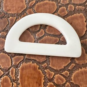 Vintage White Lucite Loop Over Belt Buckle for Fabric or Ribbon.